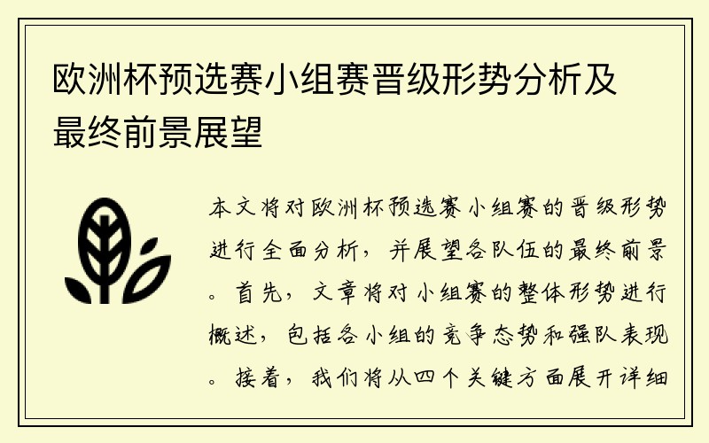 欧洲杯预选赛小组赛晋级形势分析及最终前景展望